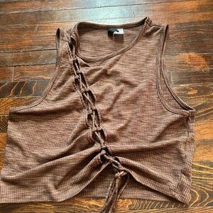 H&M Brown Lace-Up Crop Top